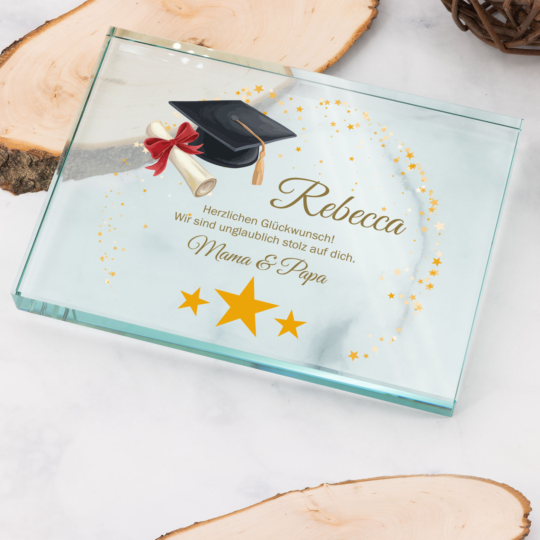 Produktbild von Glastrophäe „Schulabschluss Star“