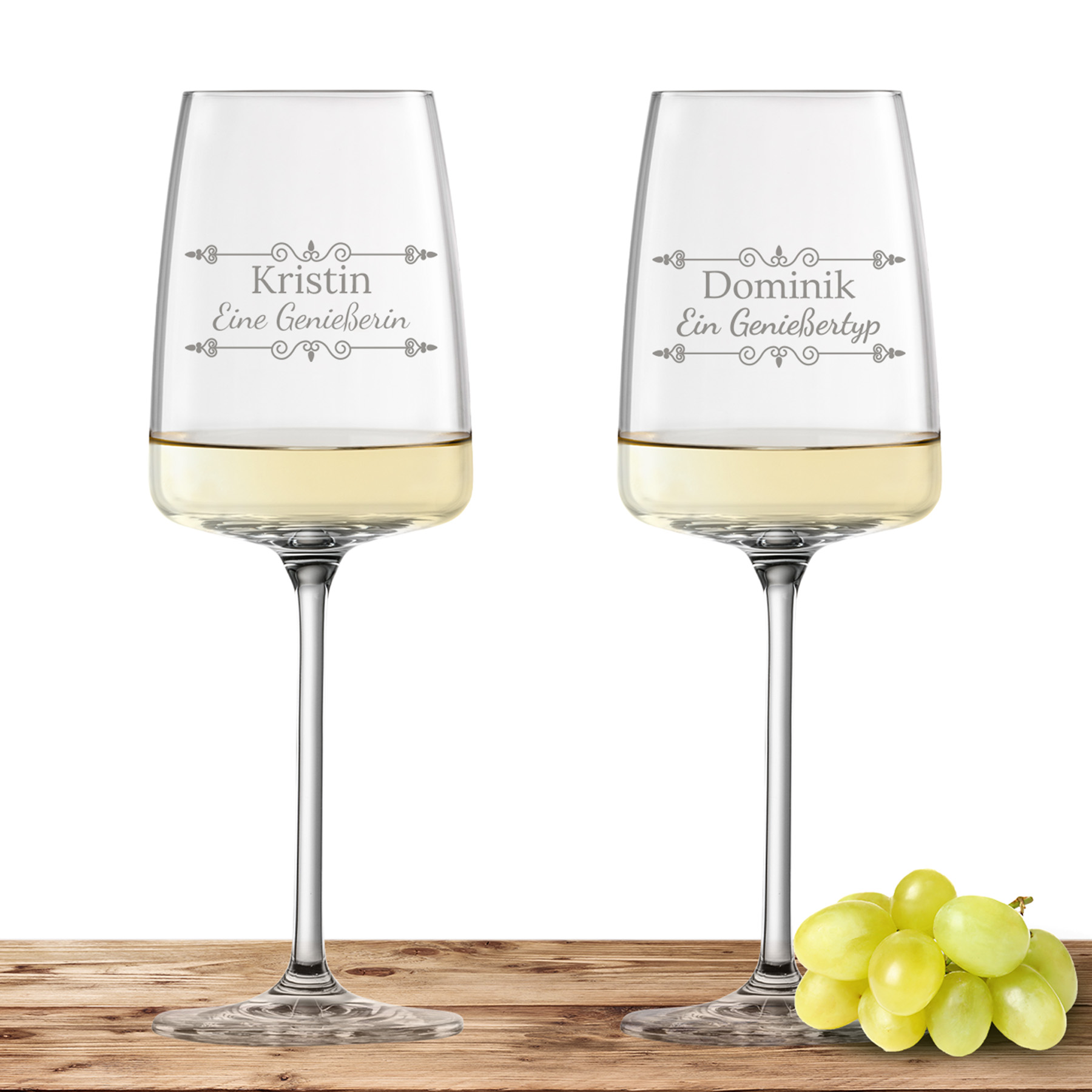 Produktbild von 2x Weinglas Zwiesel Glas Weißweinglas VIVID SENSES 363ml "Verzierung 01" mit Name oder Wunschtext