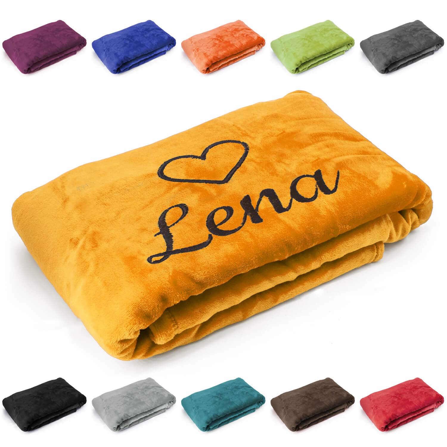 Produktbild von Kuscheldecke mit Name oder Wunschtext für Valentinstag mit Herz