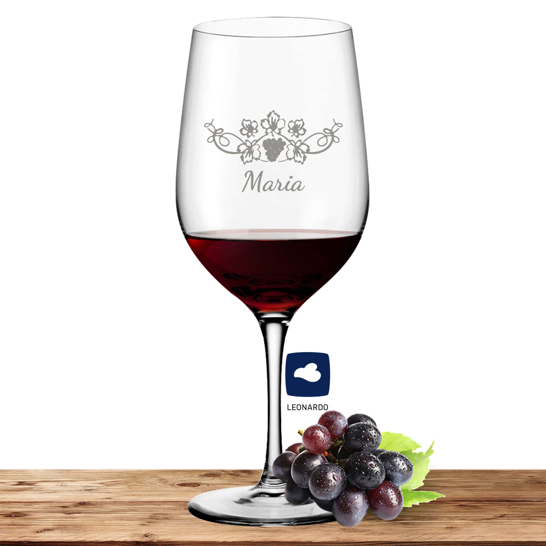 Produktbild von Leonardo Rotweinglas 610ml Ciao+ mit Motiv "Weinrebe" mit Name oder Wunschtext
