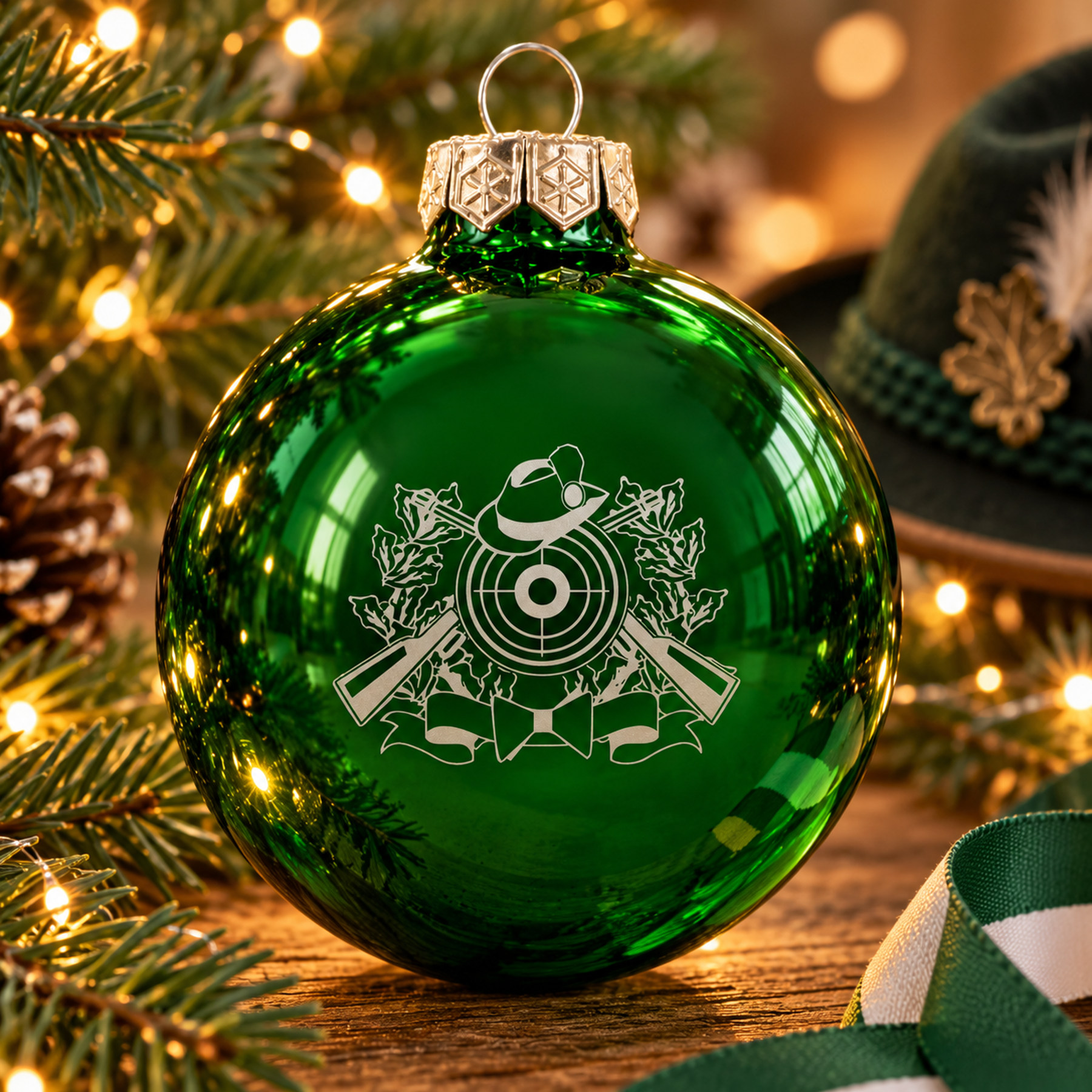Produktbild von Weihnachtsbaumkugel aus Glas (glänzend) Schützenmotiv