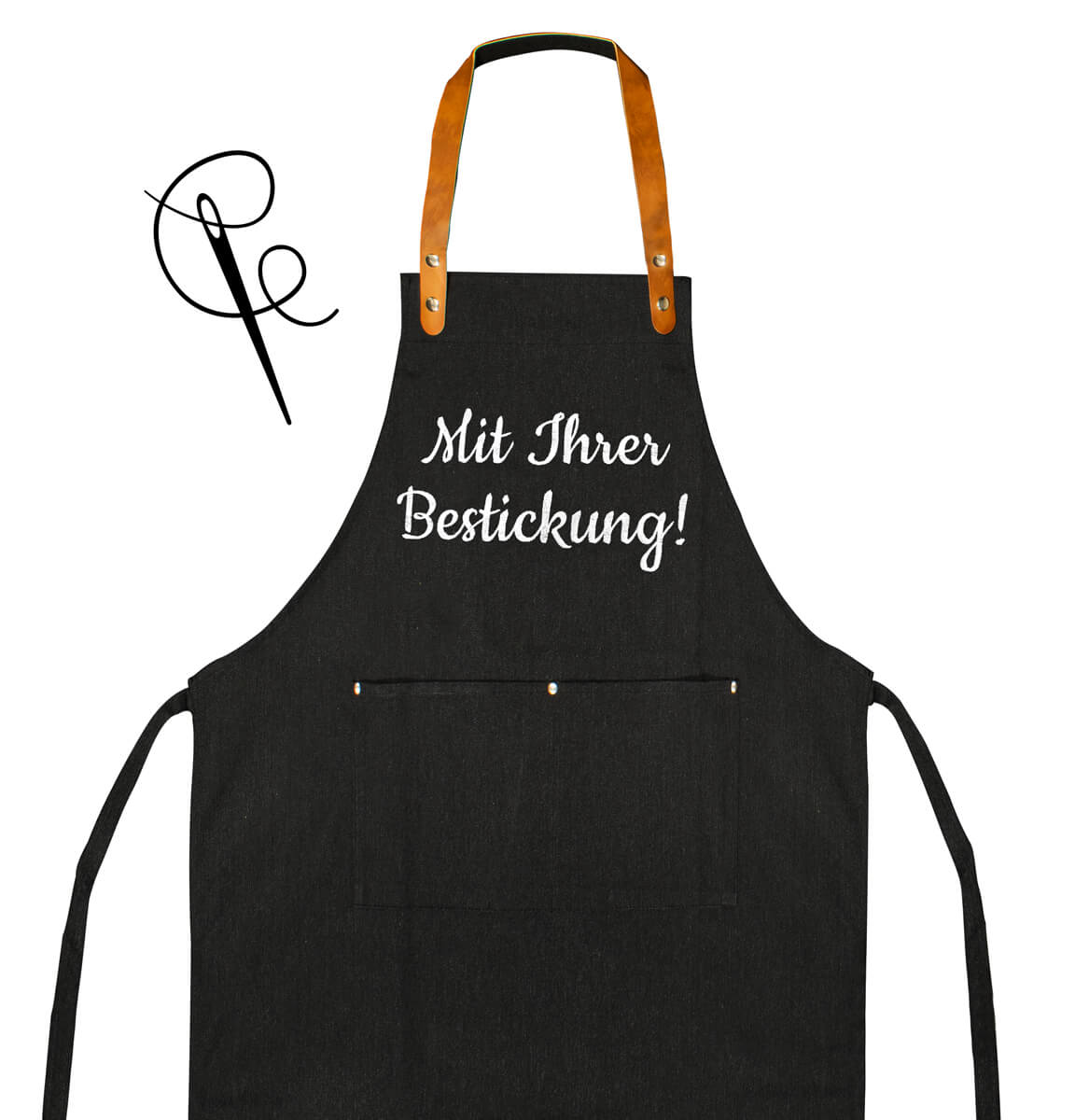 Produktbild von Grillschürze mit individueller Bestickung Ihres Wunschtextes