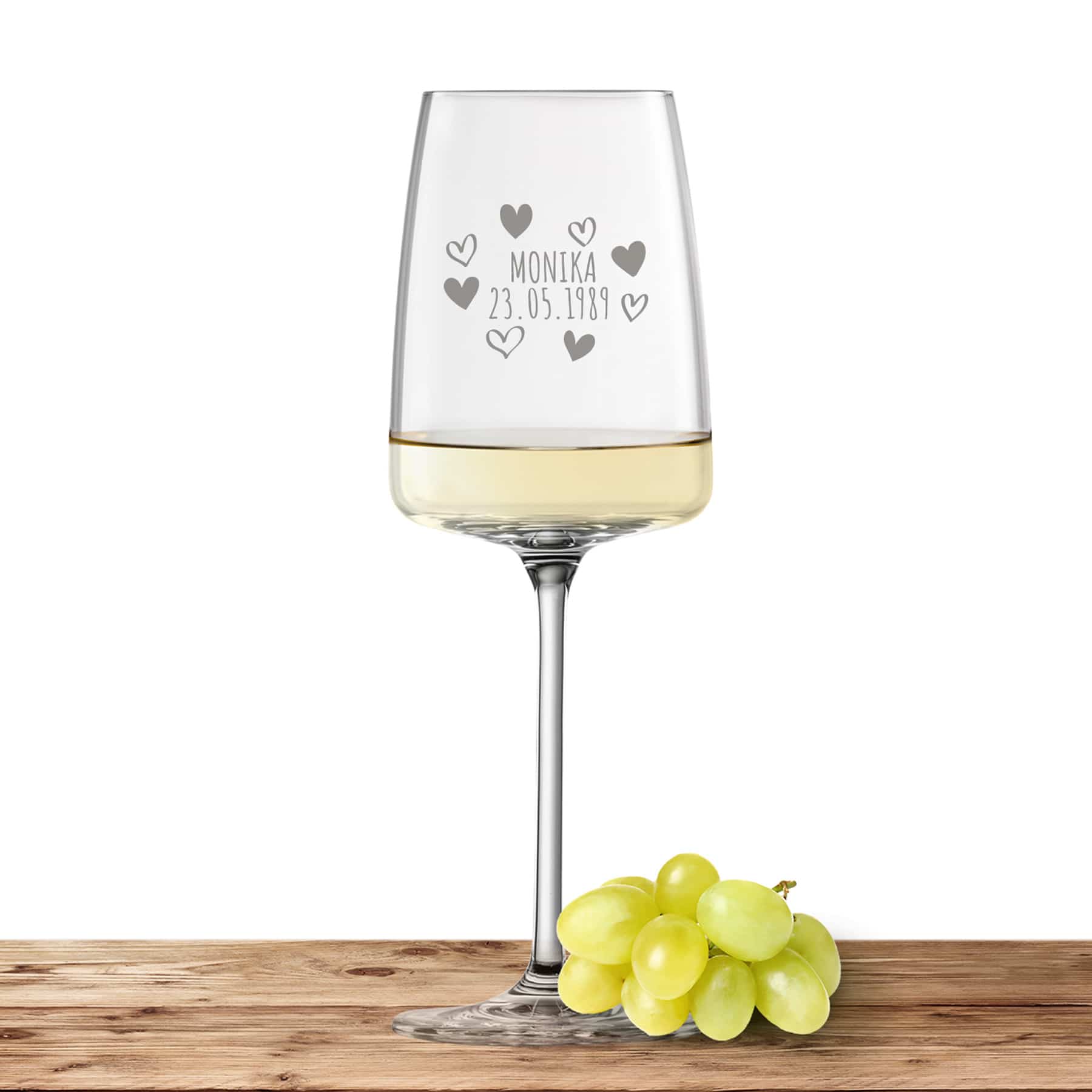 Produktbild von Weinglas Zwiesel Glas Weißweinglas VIVID SENSES 363ml "Herzkreis" mit Wunschtext