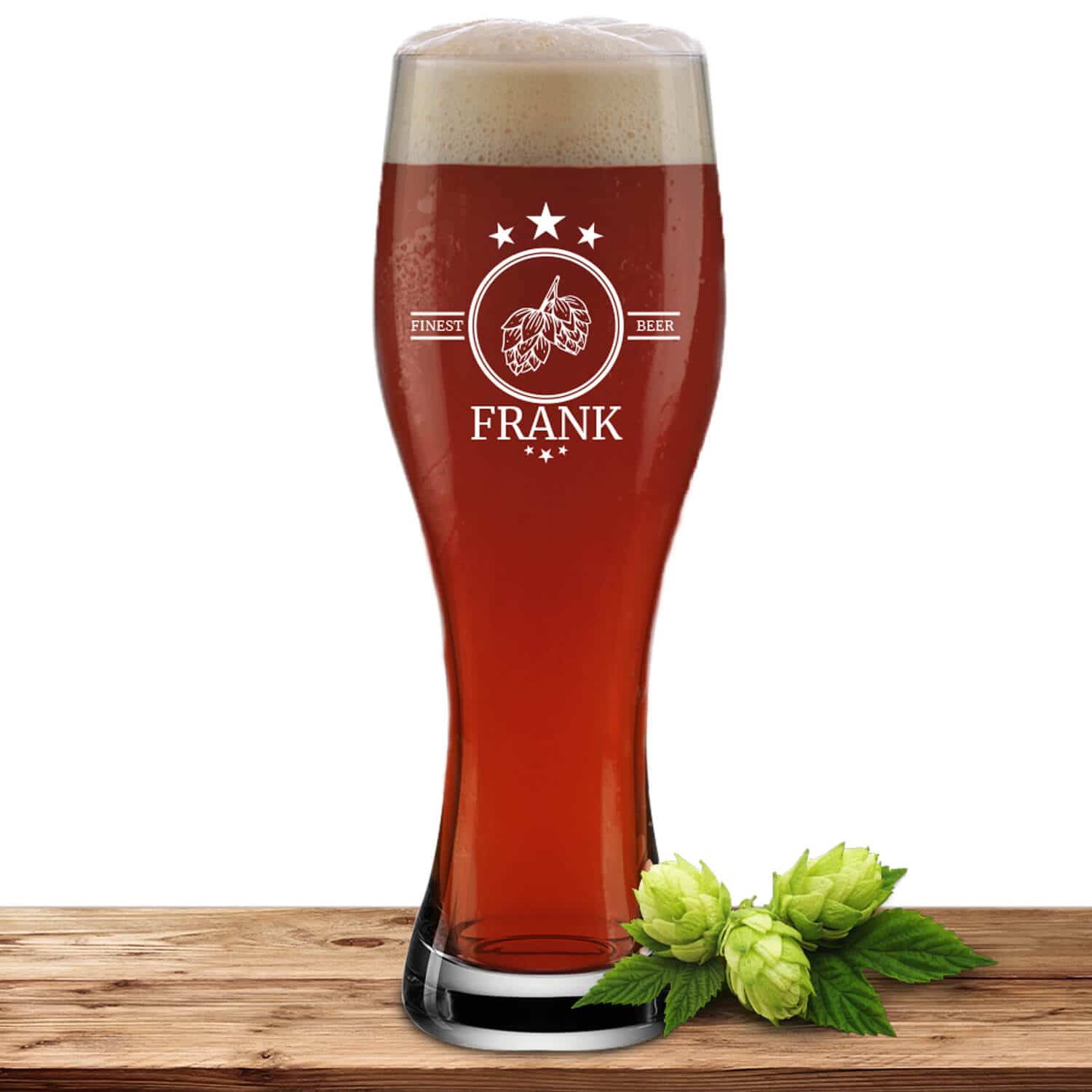 Produktbild von Weizenglas 0,5l mit Motiv "Finest Beer" mit Name oder Wunschtext