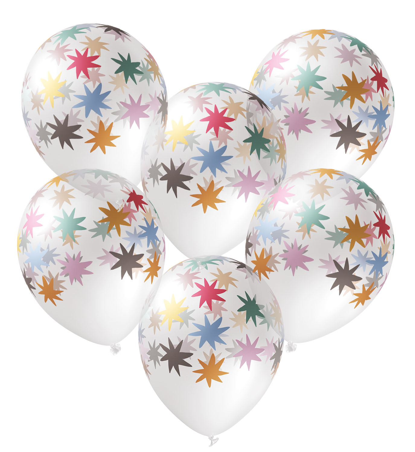 Produktbild von Luftballons - mit farbigen Sternen bedruckt - 6 Stück