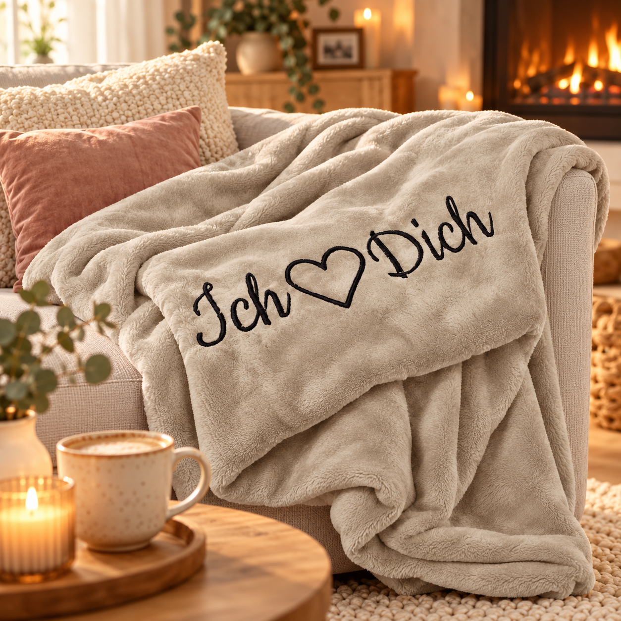 Produktbild von Kuscheldecke "Ich liebe Dich" in verschiedenen Farben