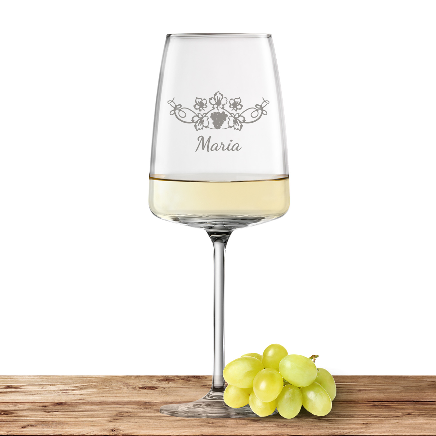 Produktbild von Weinglas Zwiesel Glas Weißweinglas VIVID SENSES 535ml "Weinrebe" mit Name und Wunschtext
