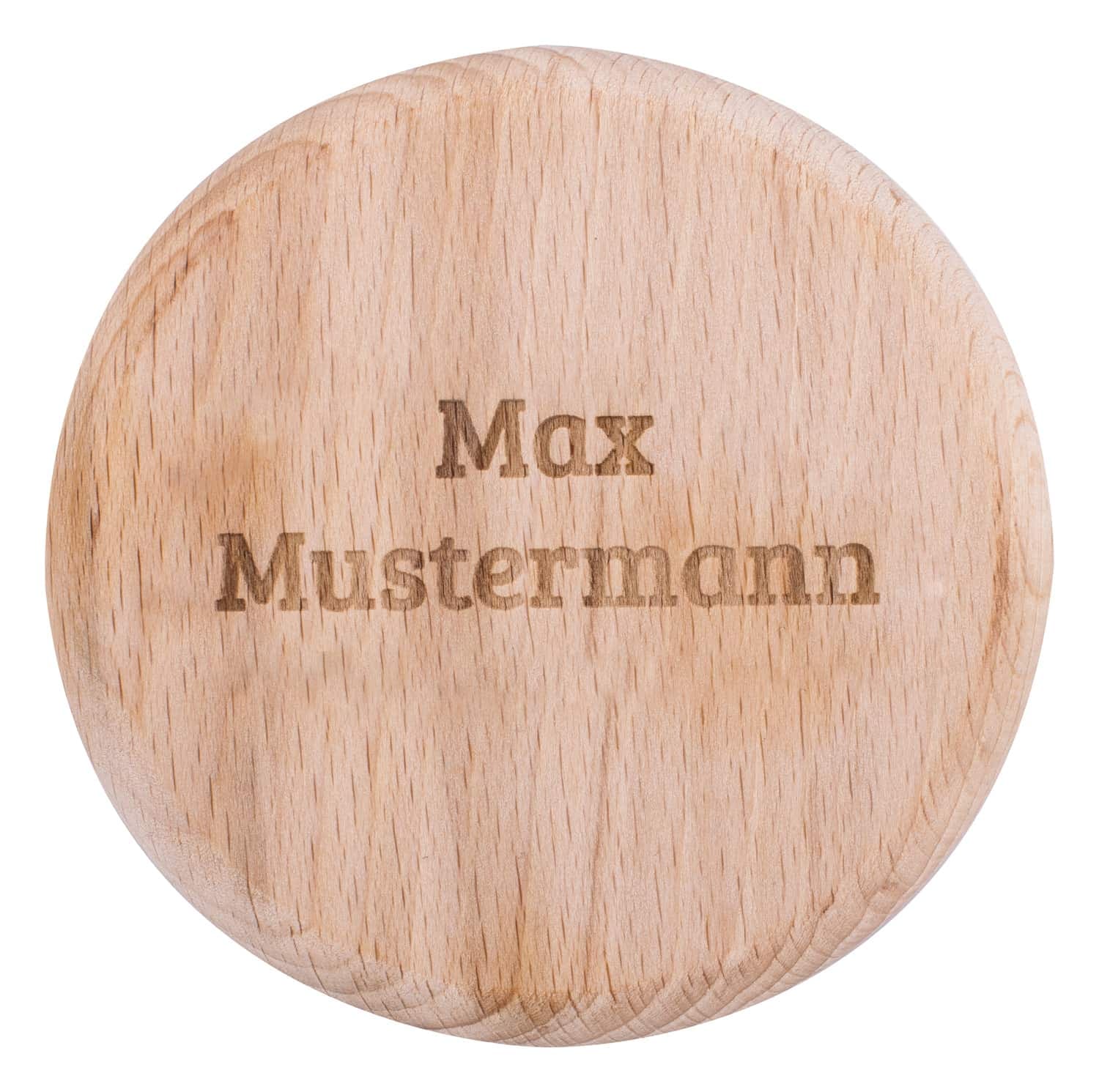 Produktbild von Bierglasdeckel aus Holz - mit Wunschtext