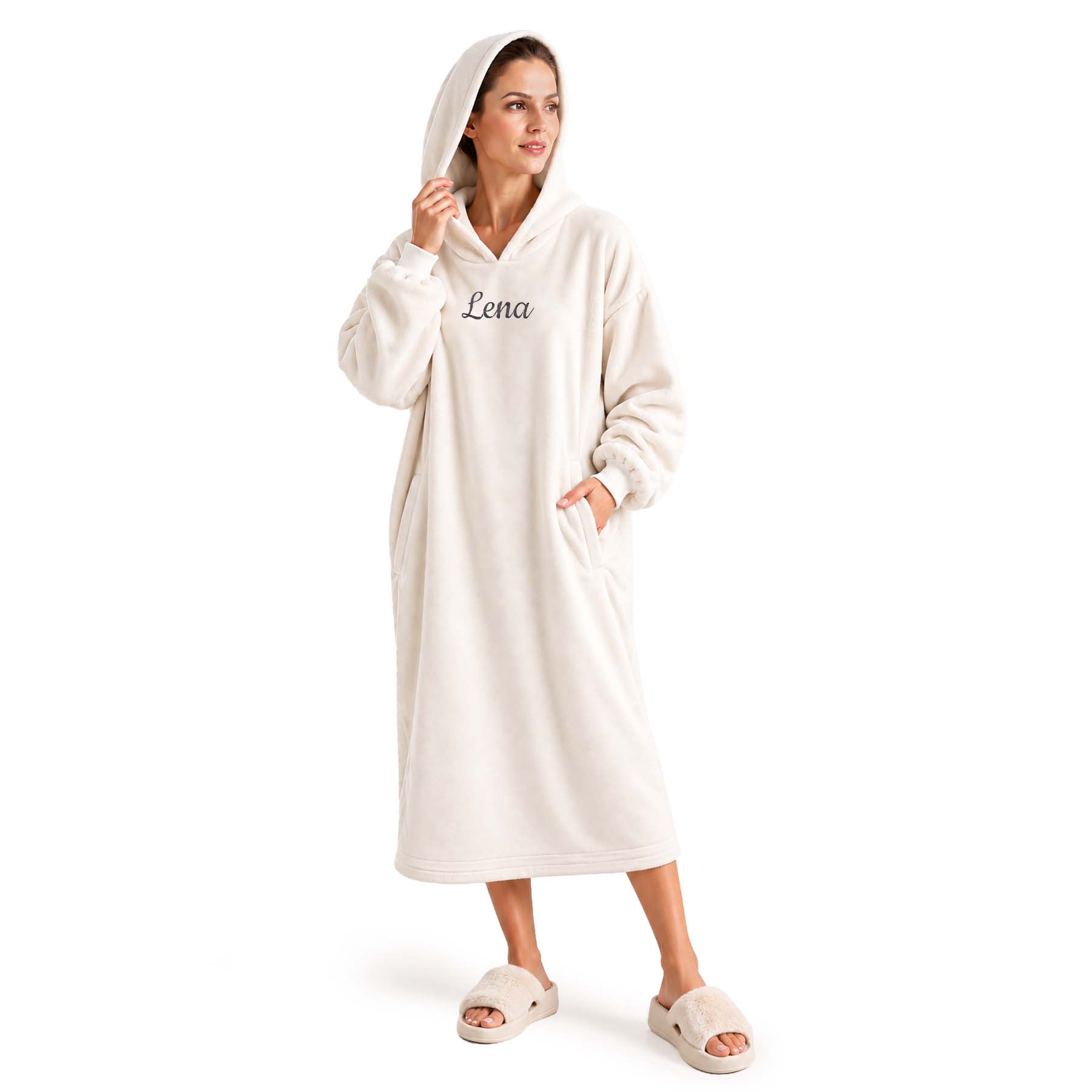 Produktbild von Hoodie-Kuscheldecke mit Namen oder Wunschtext