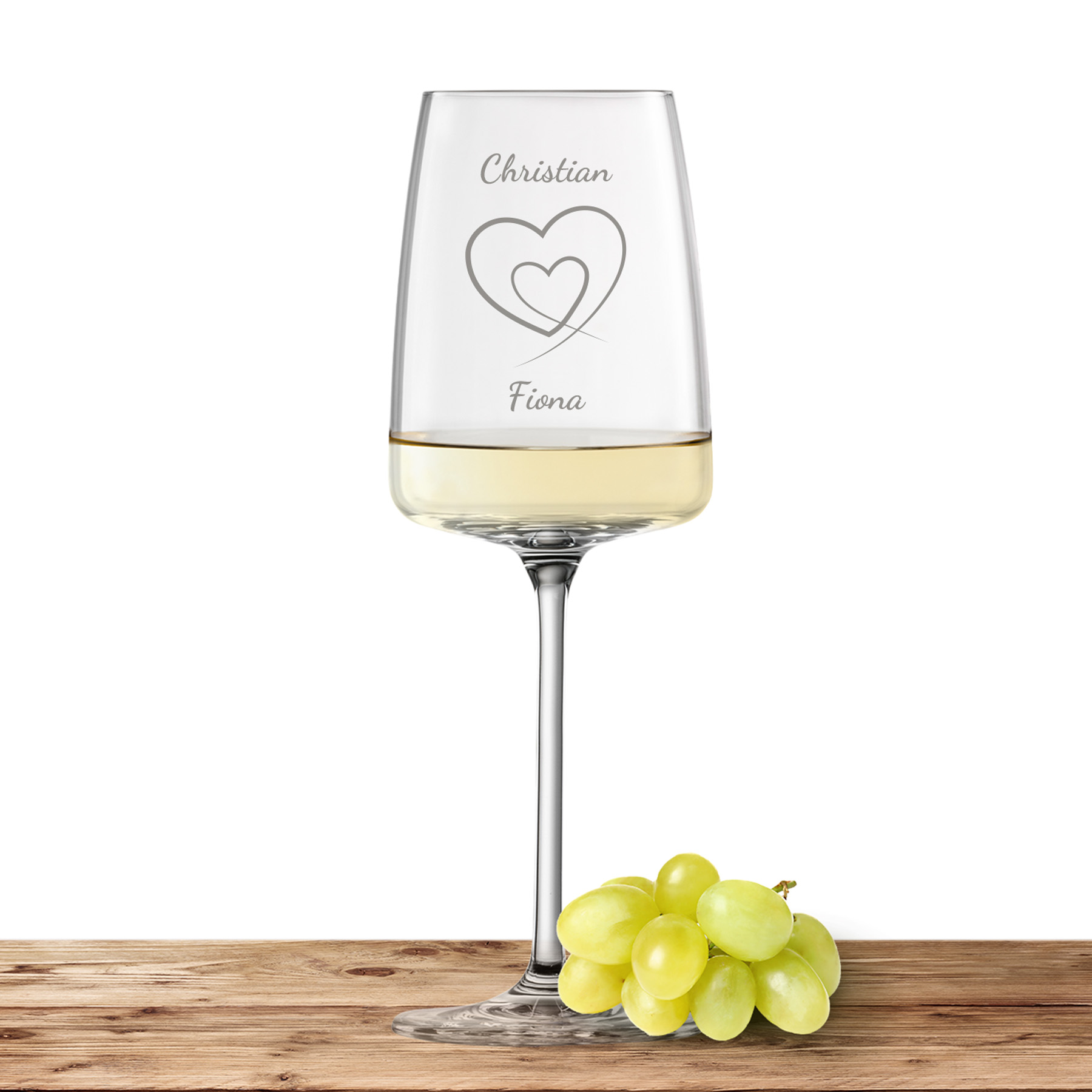 Produktbild von Weinglas Zwiesel Glas Weißweinglas VIVID SENSES 363ml "2 Herzen" mit Wunschtext