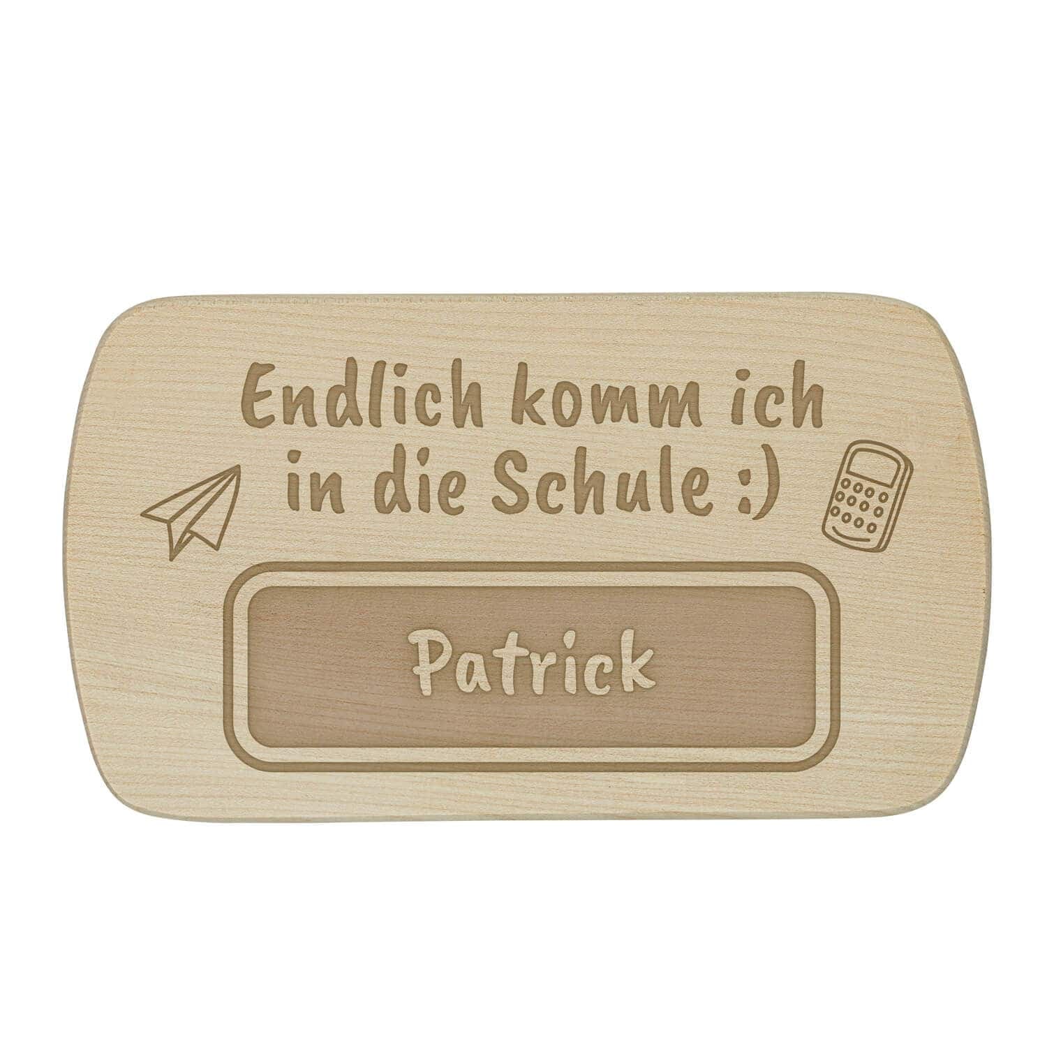 Produktbild von Frühstücksbrettchen "Endlich Schule" mit individueller Namensgravur