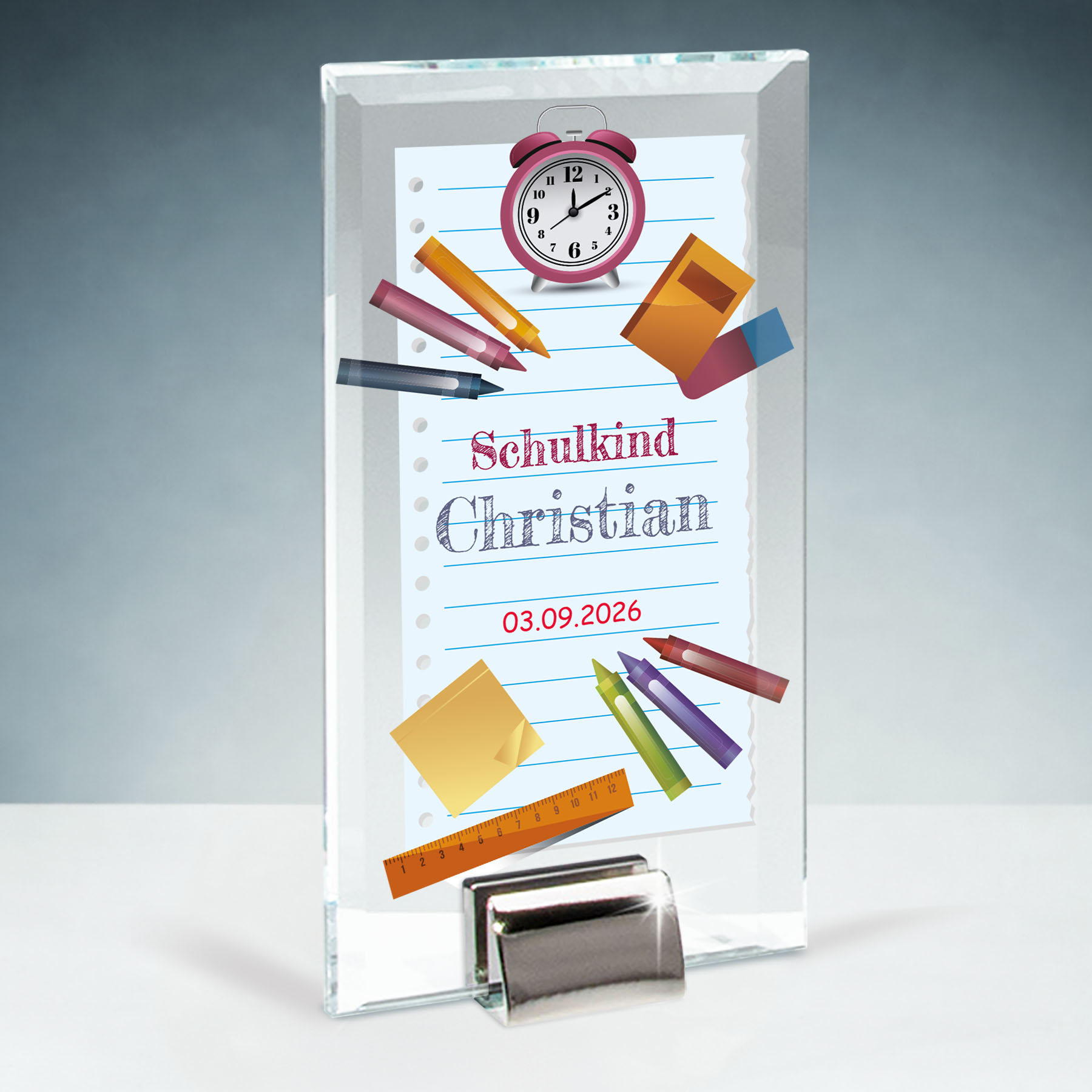 Produktbild von Glastrophäe „Endlich Schulkind“