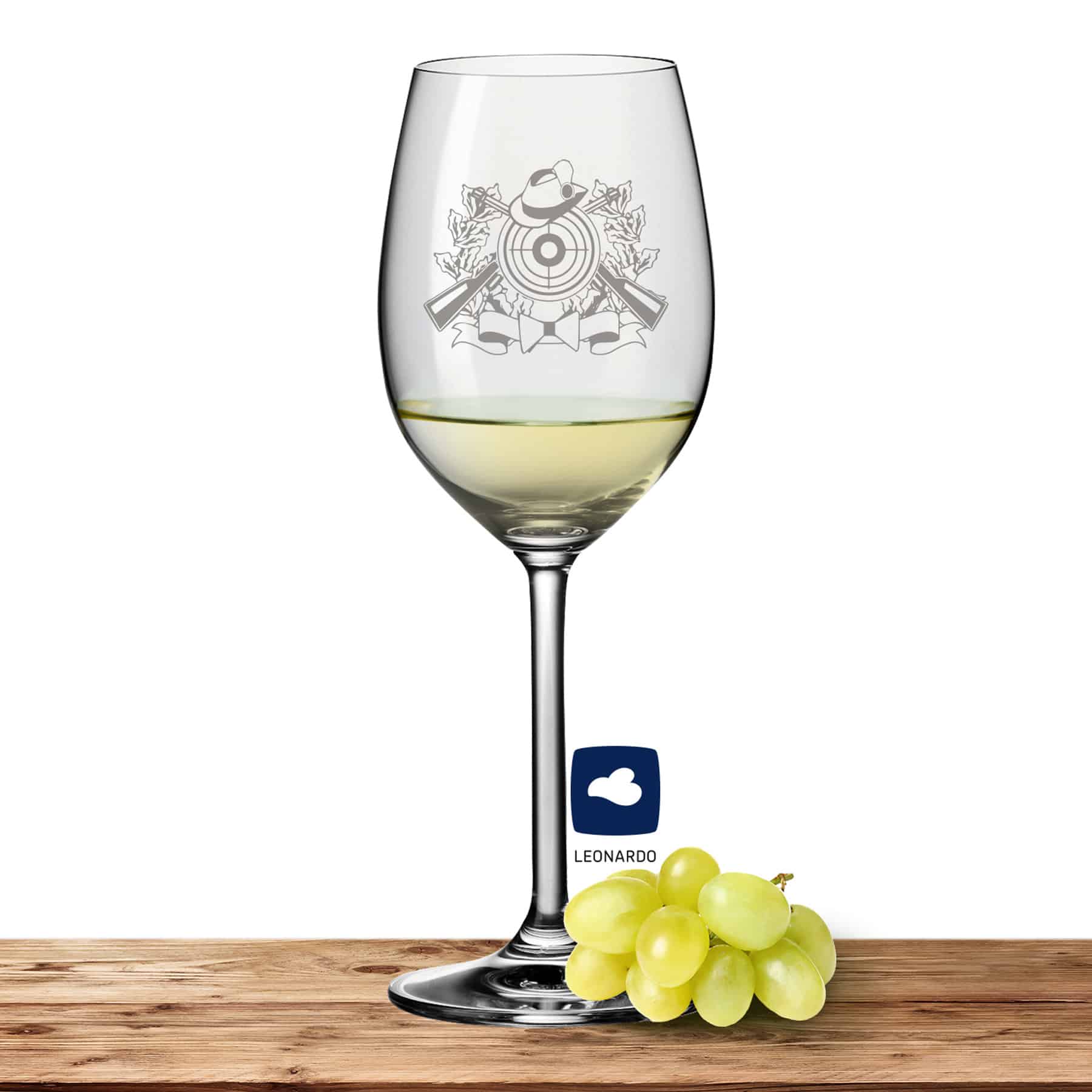 Produktbild von Leonardo Weißweinglas DAILY 370ml mit Namen oder Wunschtext graviert (Schützenlogo)