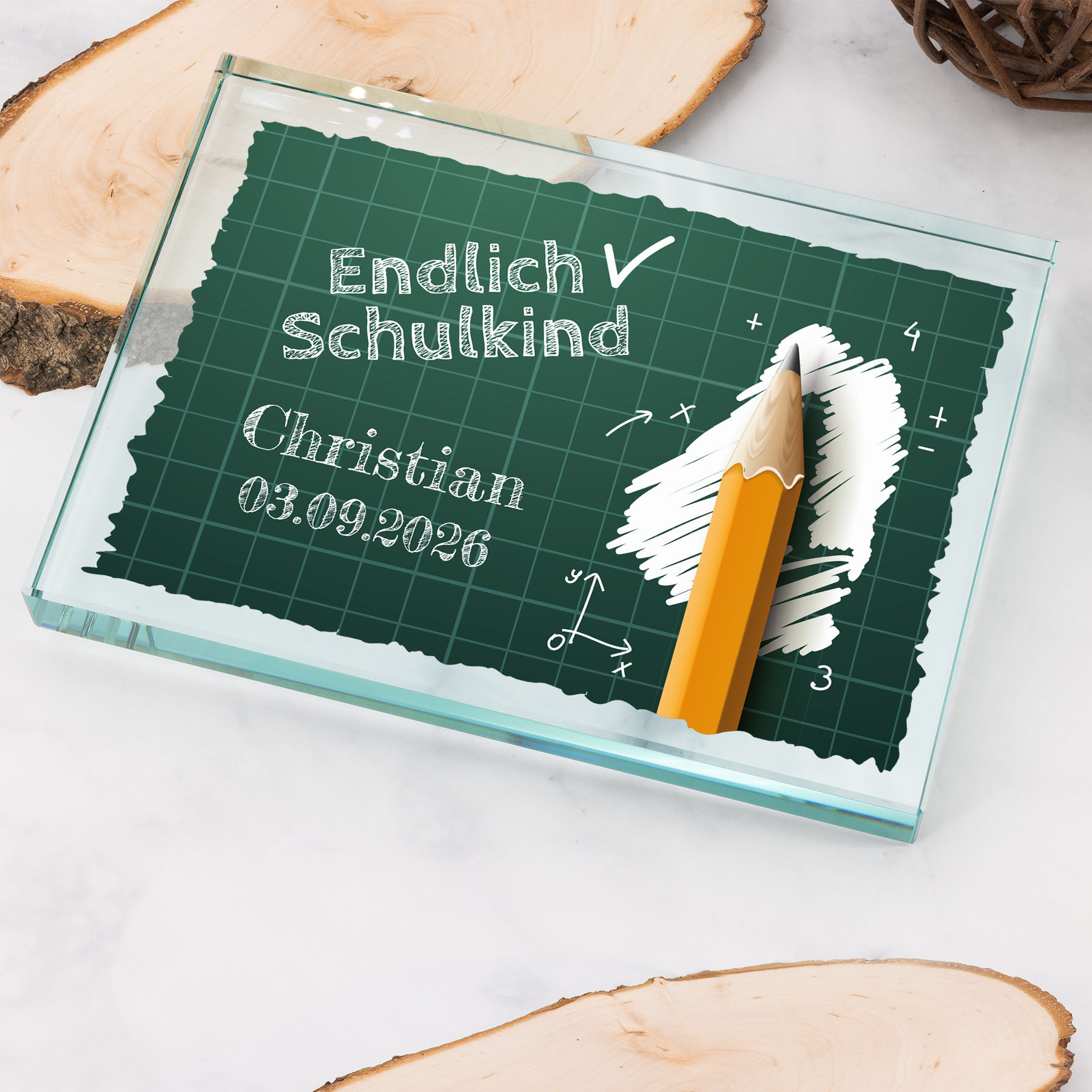 Produktbild von Glastrophäe „Endlich Schulkind“