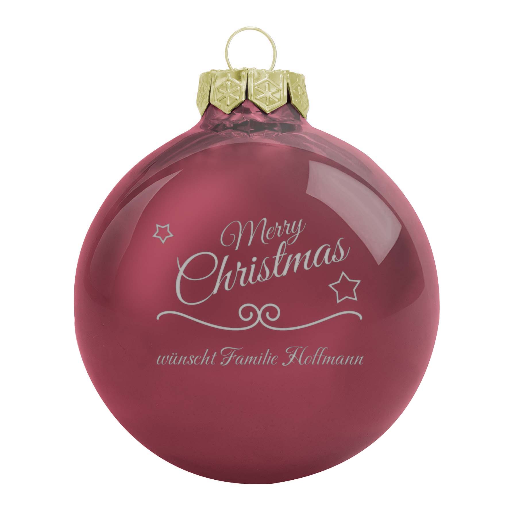 Produktbild von Weihnachtsbaumkugel aus Glas (glänzend) Merry Christmas