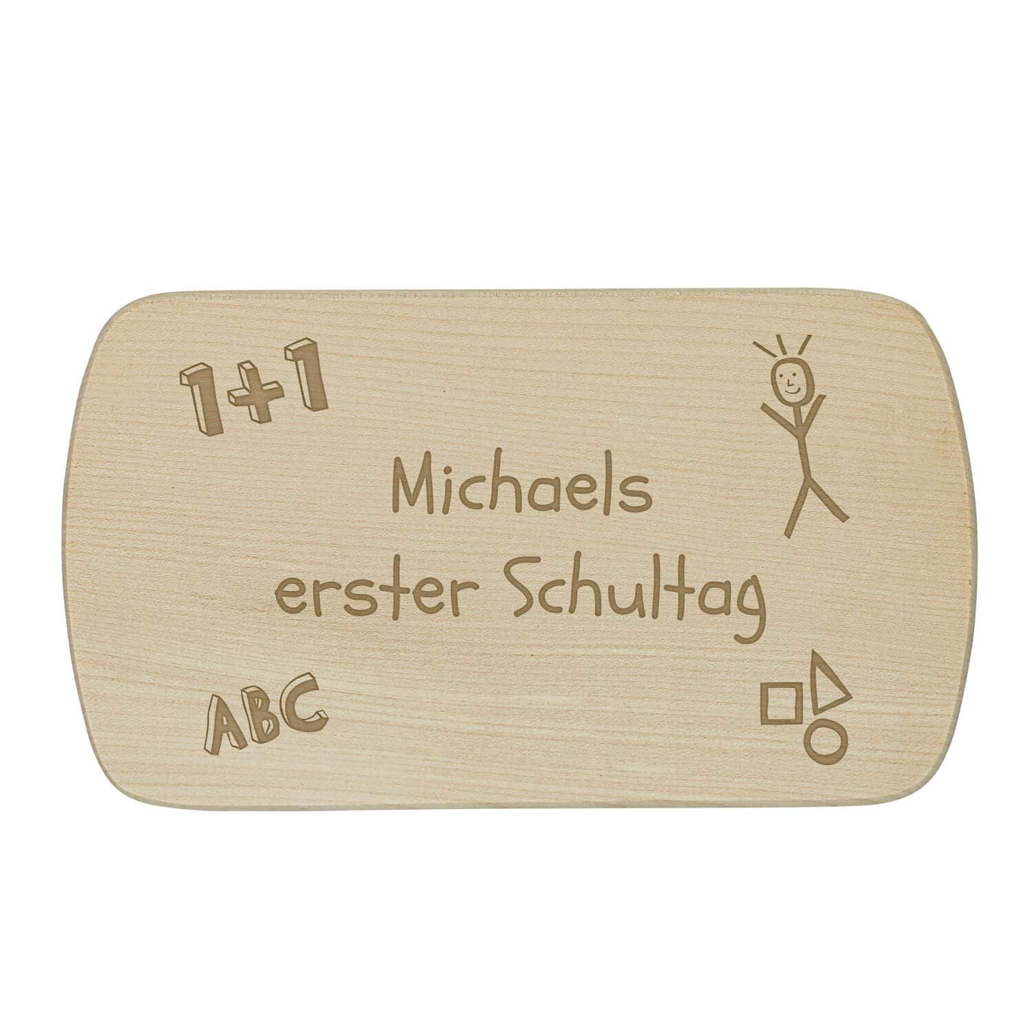 Produktbild von Frühstücksbrettchen "Erster Schultag" mit individueller Namensgravur für den Schulanfang