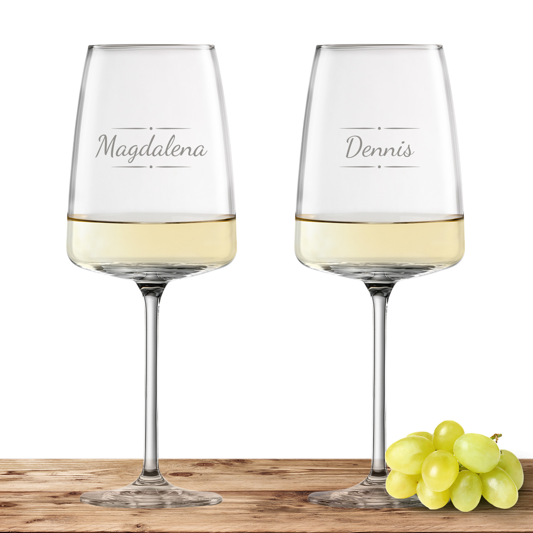 Produktbild von 2x Weinglas Zwiesel Glas Weißweinglas VIVID SENSES 535ml "Verzierung 03" mit Namen und Wunschtext