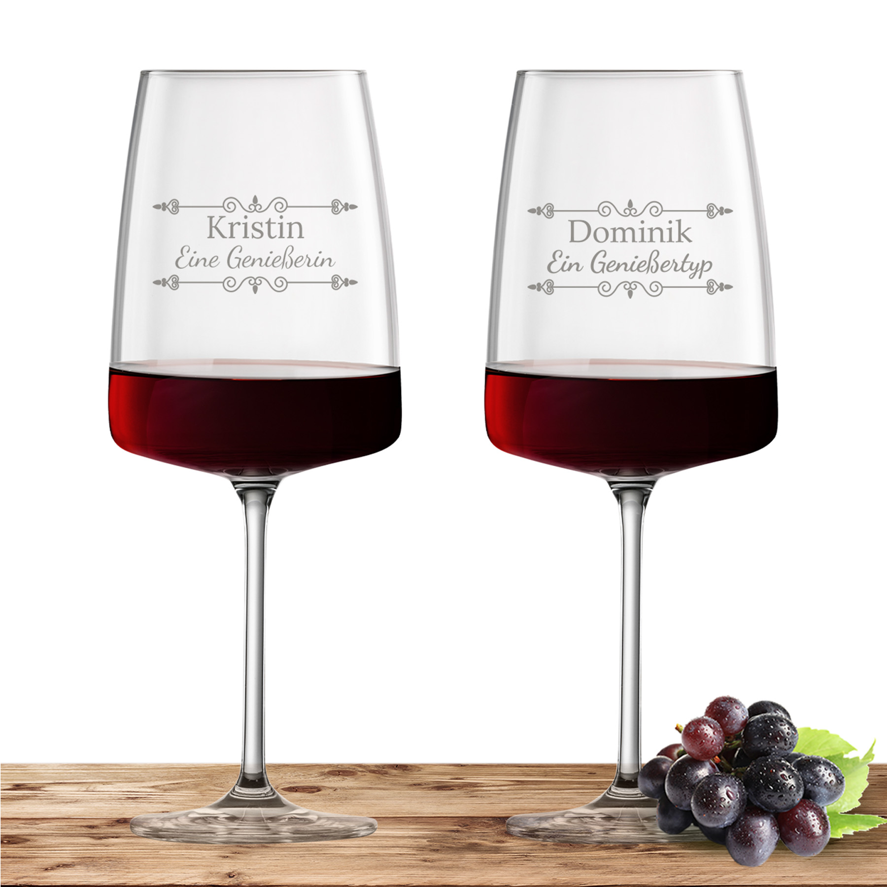 Produktbild von 2 x Weinglas Zwiesel Glas Rotweinglas VIVID SENSES 660ml "Verzierung 01" mit Namen oder Wunschtext