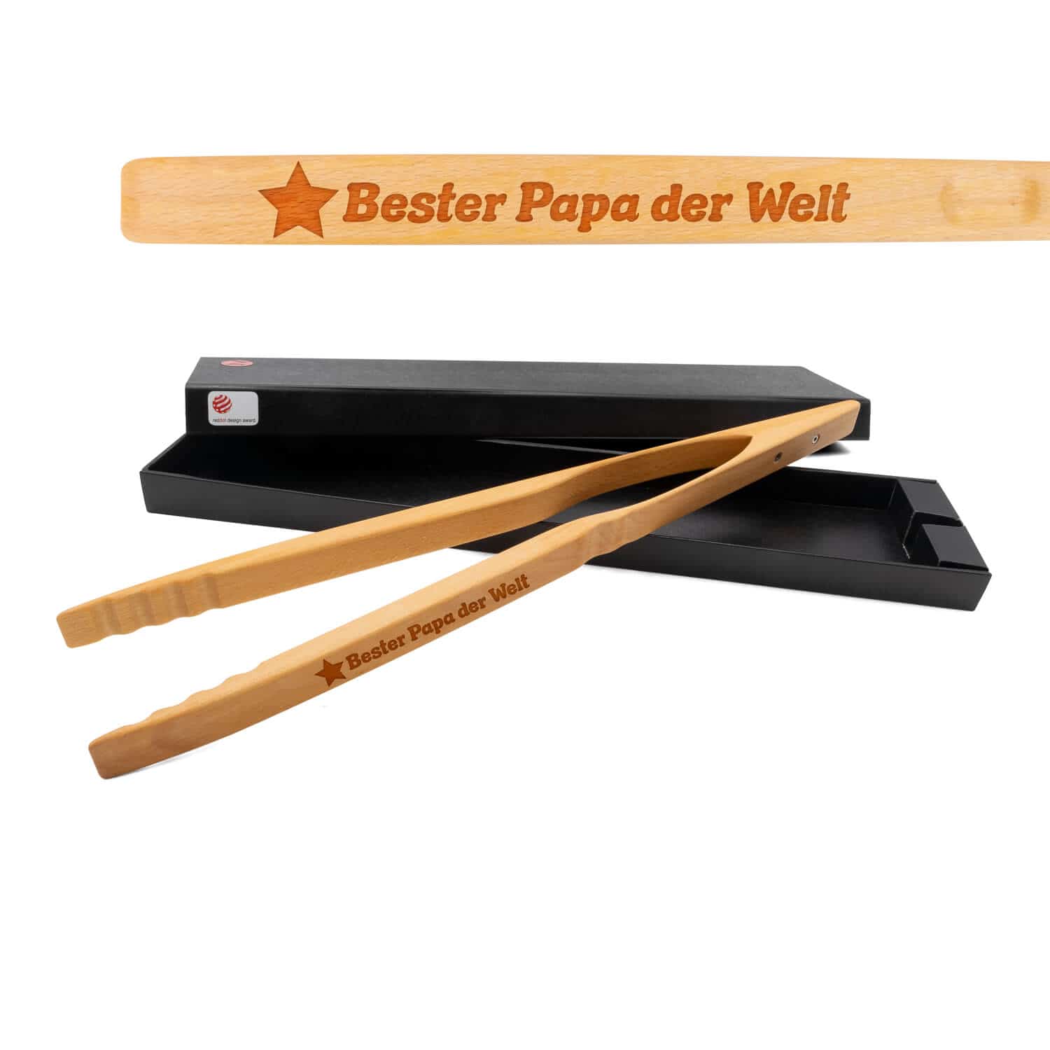 Produktbild von Zetzsche Design-Grillzange "GRETA"  mit Gravur "Bester Papa"