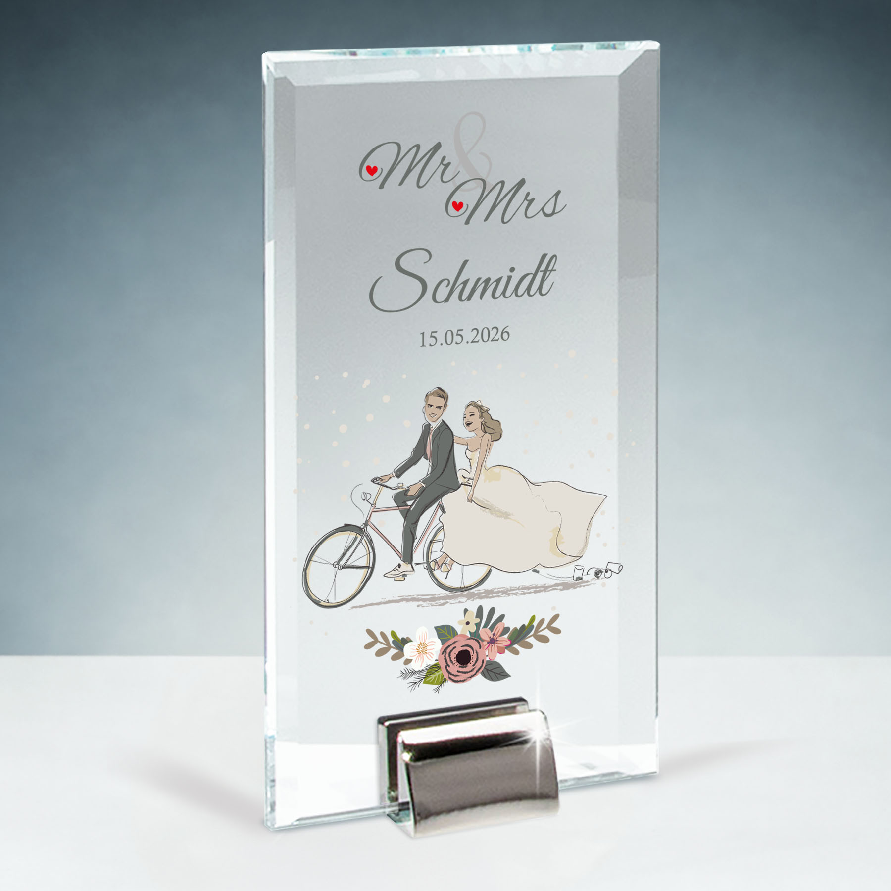 Produktbild von Glastrophäe „Mr & Mrs“