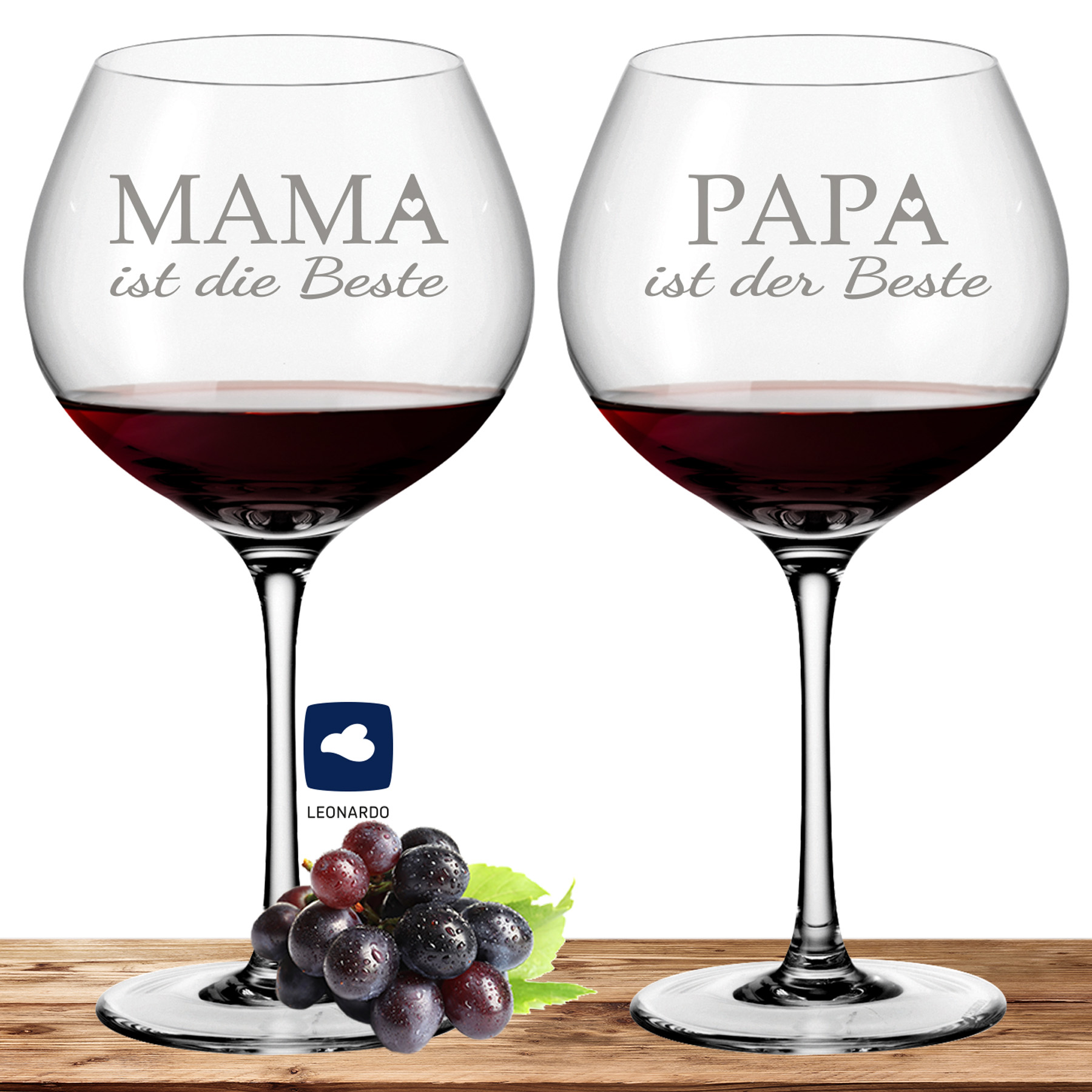 Produktbild von Leonardo Burgunderglas Rotweinglas CIAO+ 630ml graviert (Mama Papa)