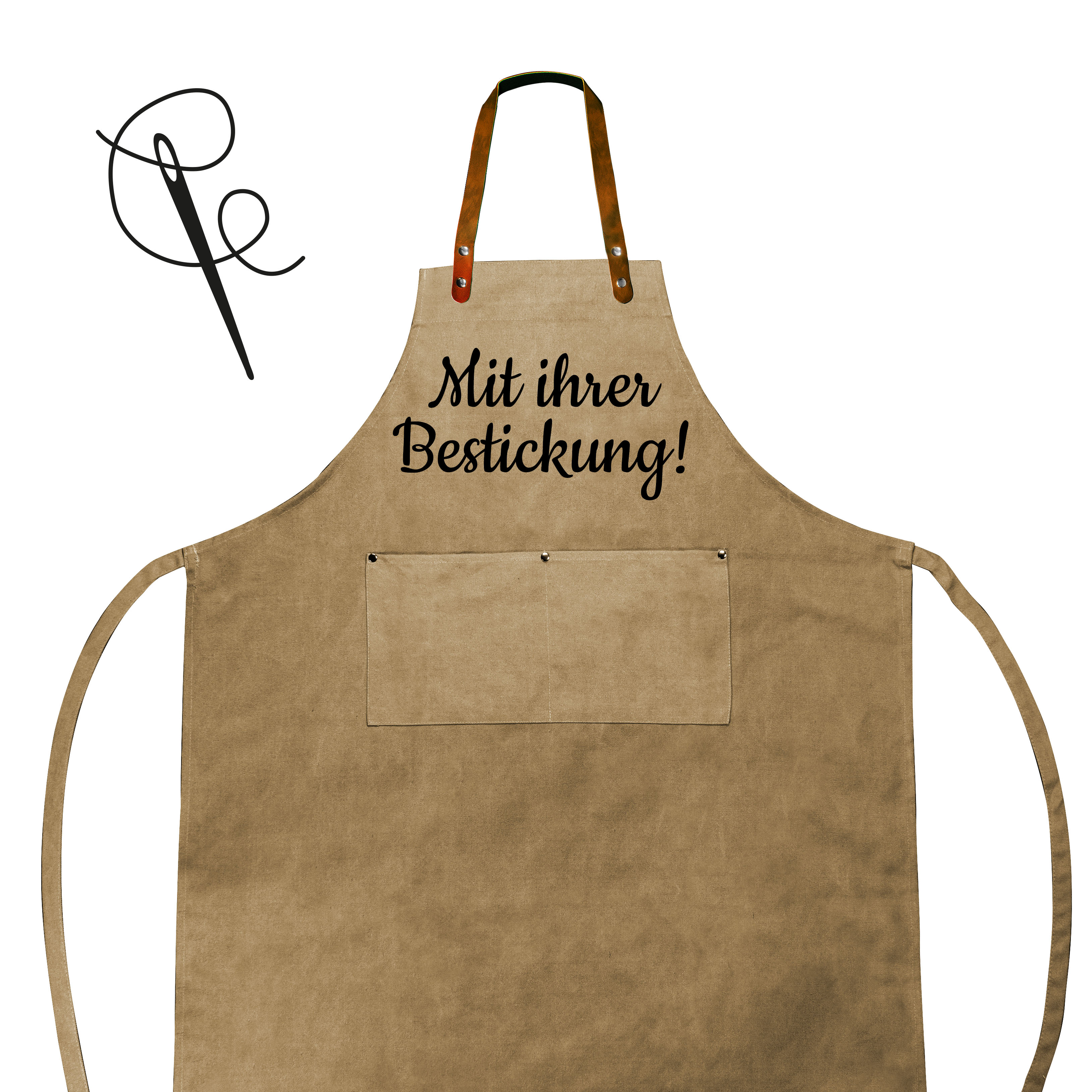 Produktbild von Grillschürze Sand mit individueller Bestickung Ihres Wunschtextes