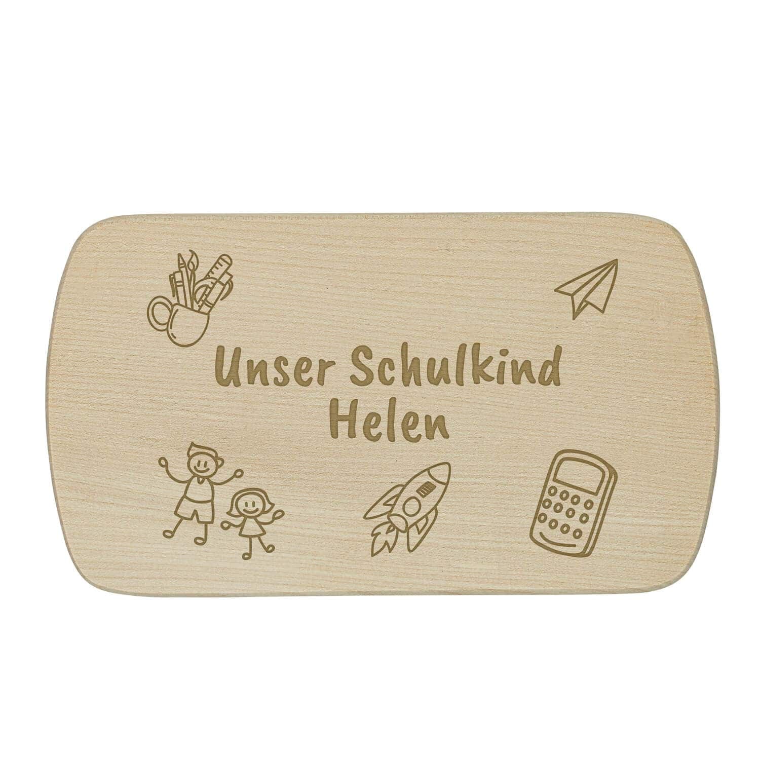 Produktbild von Frühstücksbrettchen "Unser Schulkind" mit individueller Namensgravur