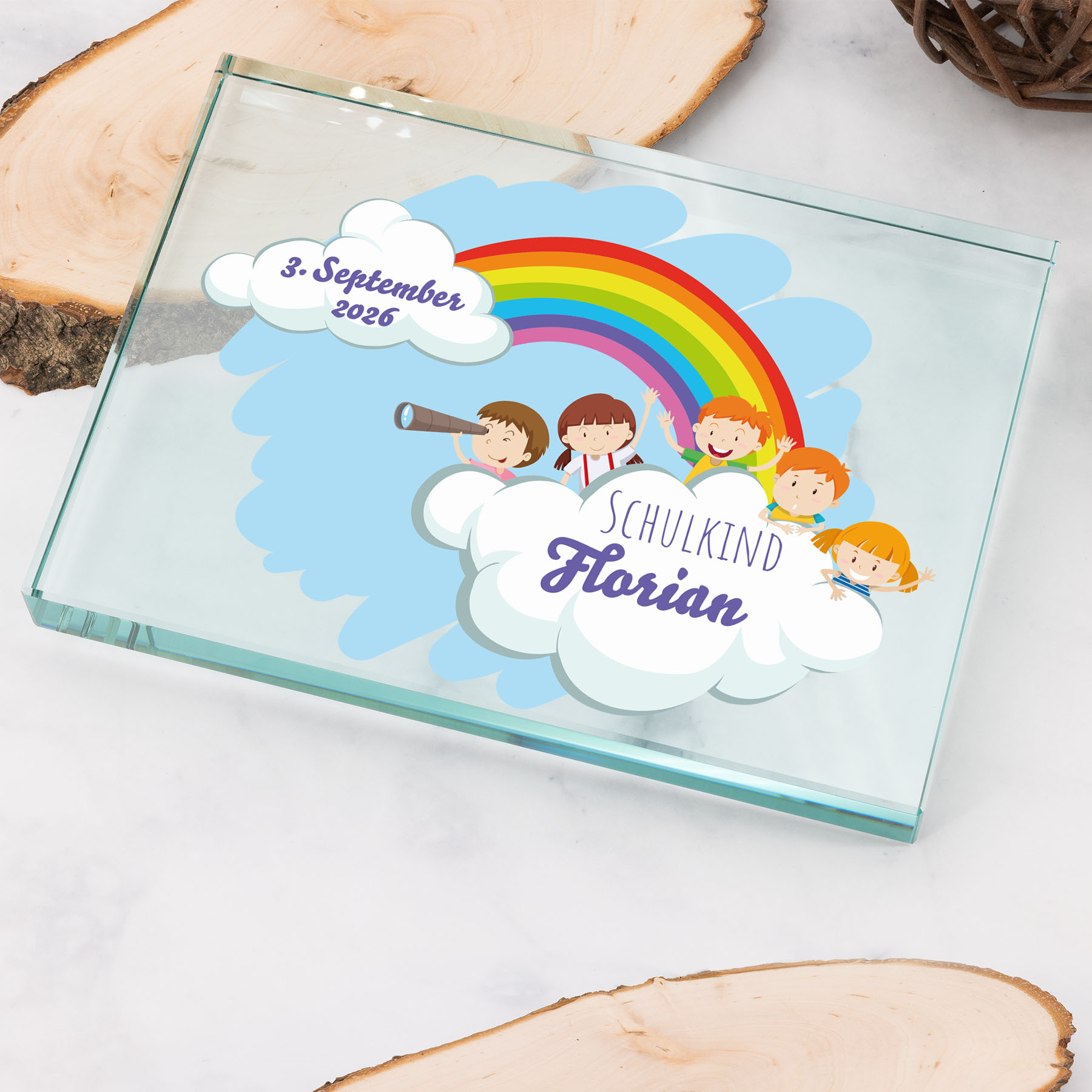 Produktbild von Glastrophäe „Mein erster Schultag“