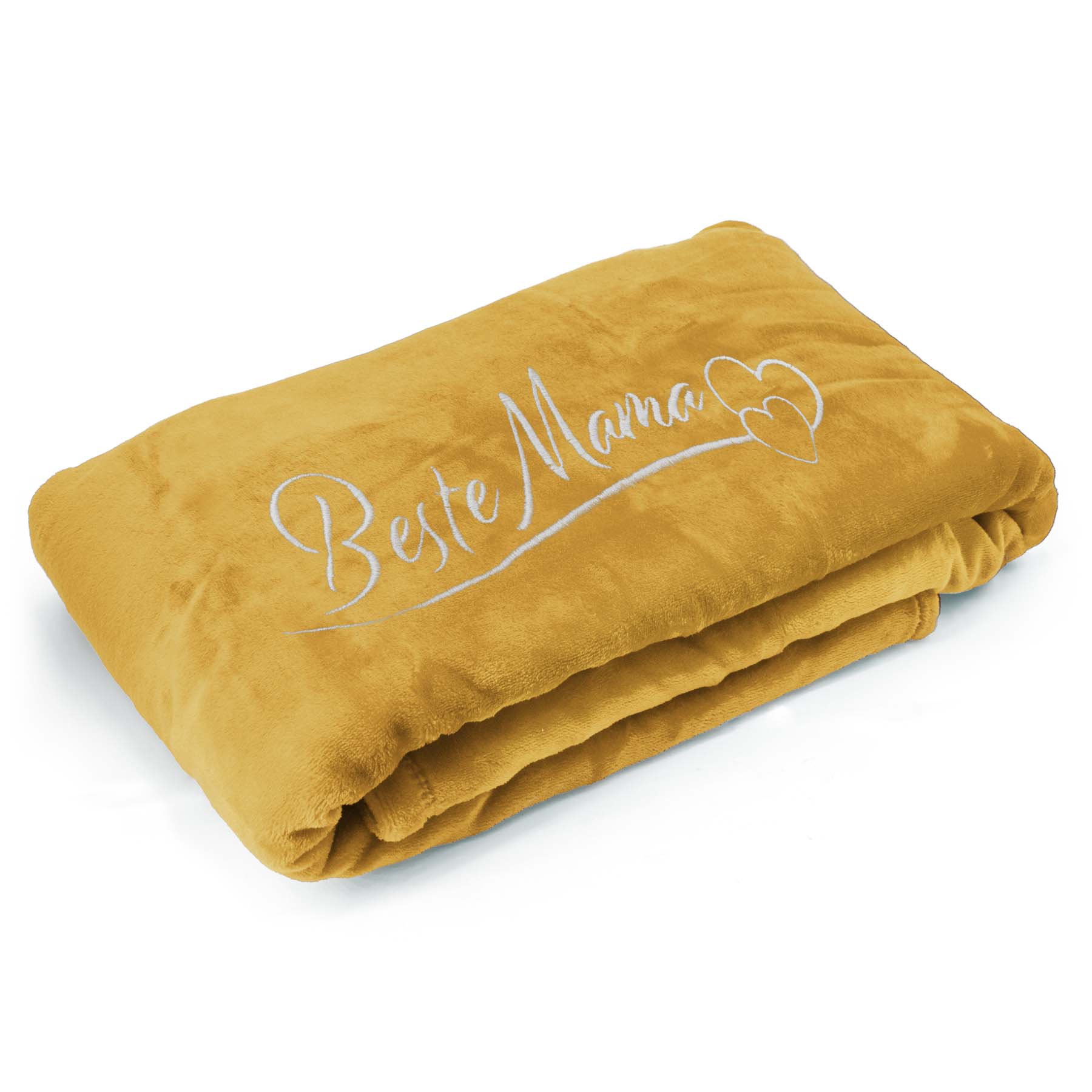 Produktbild von Kuscheldecke "Beste Mama" mit Herzen in verschiedenen Farben