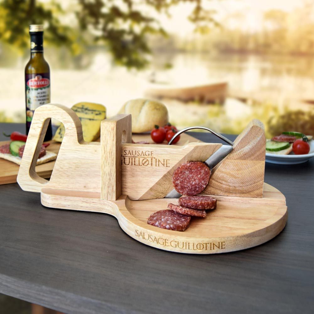 Produktbild von Wurstschneider Guillotine aus Holz – Schneidegerät für Salami & Wurst