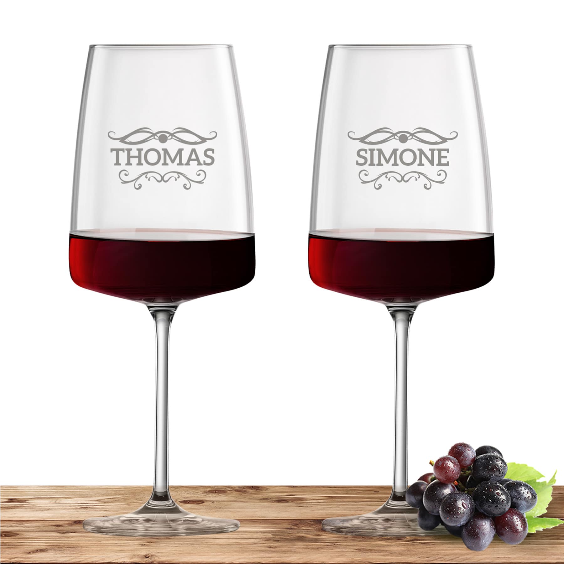 Produktbild von 2x Weinglas Zwiesel Glas Rotweinglas VIVID SENSES 660ml "Barock 01" mit Name oder Wunschtext