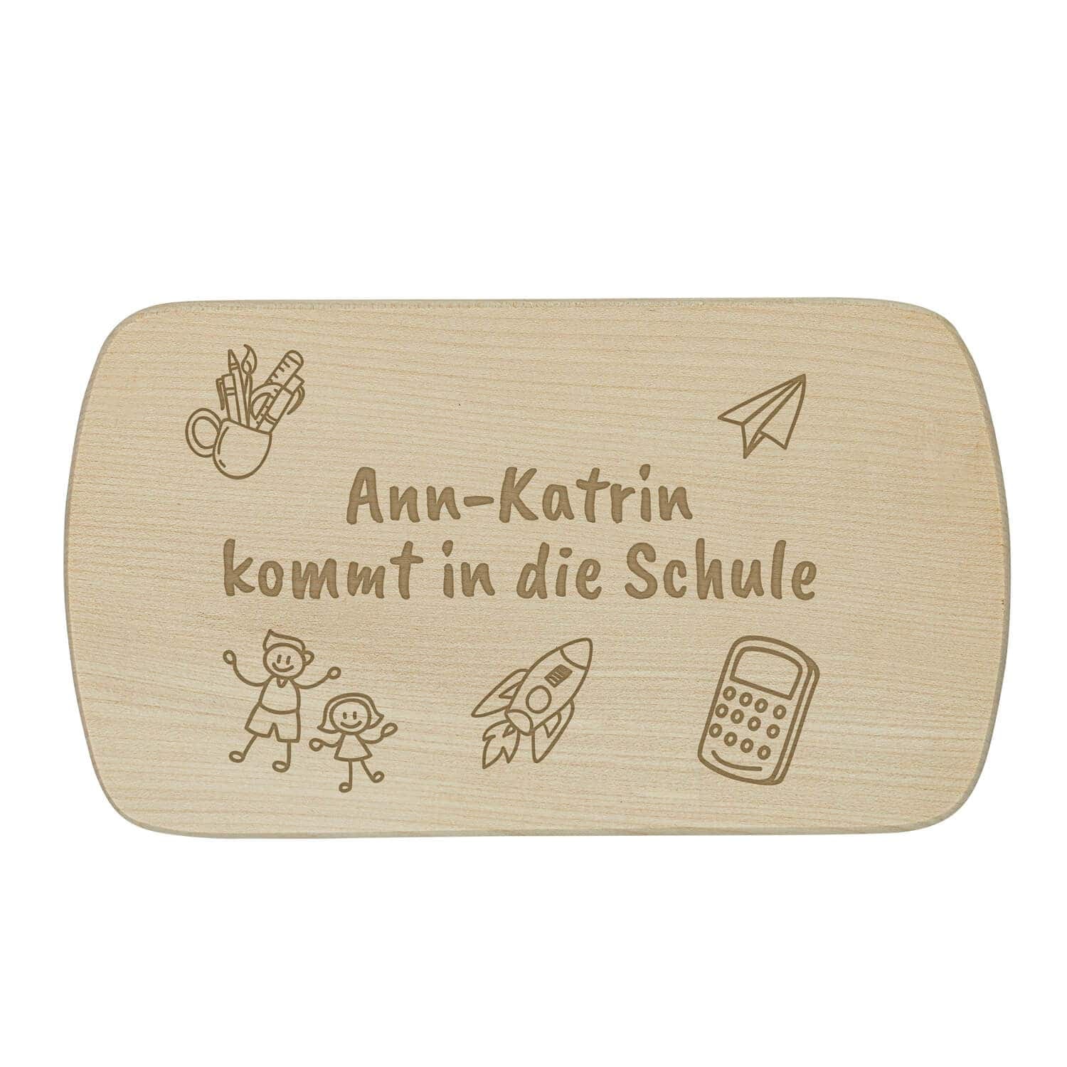 Produktbild von Frühstücksbrettchen "… kommt in die Schule" mit individueller Namensgravur