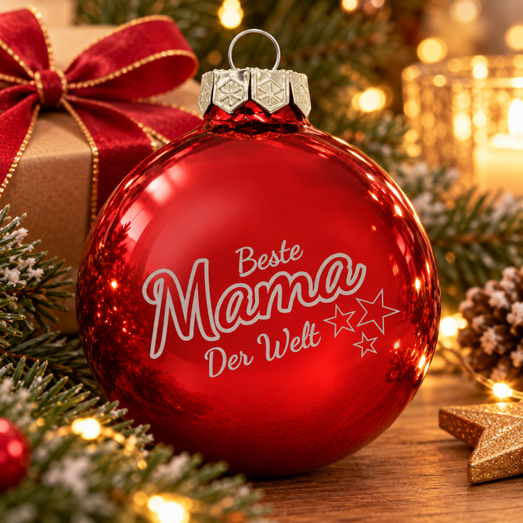 Produktbild von Weihnachtsbaumkugel aus Glas (glänzend) Beste Mama der Welt